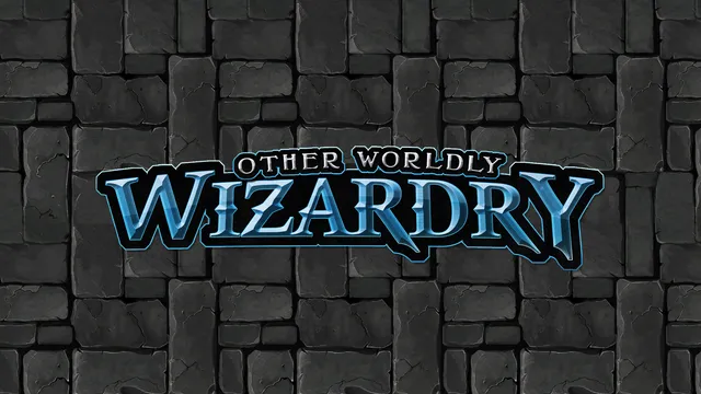 Other Worldly Wizardry-logo med en baggrund af grå brosten